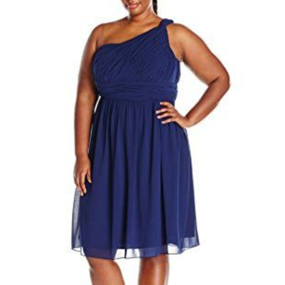 Plus size One-Shoulder Chiffon cocktail Dress 22W